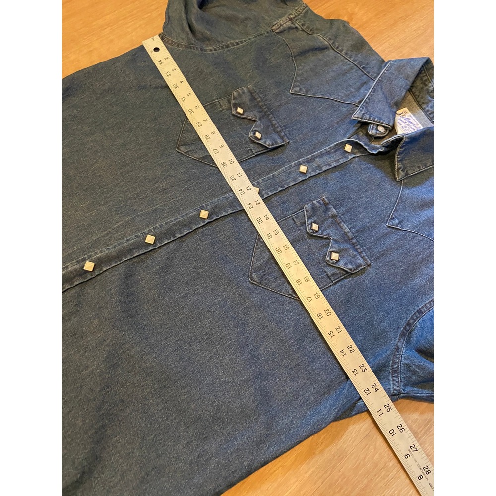 Rockmount Western Shirt Large Blue Denim Diamond Snap Sawtooth USA Cowboy Rodeo - Picture 4 of 6